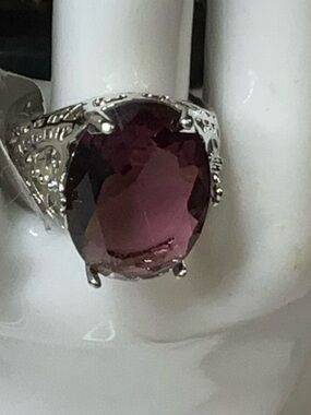 Sterling Silver Amythyst Filigree Ring Sz 6